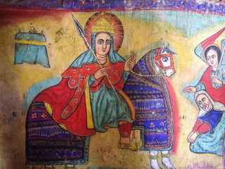 Obraz na płótnie Canvas Bible Art in Ura Kidane Mihret Church