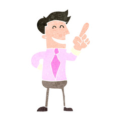retro cartoon businessman with great idea
