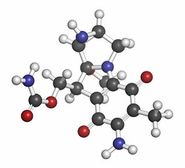 Mitomycin C cancer drug molecule. 