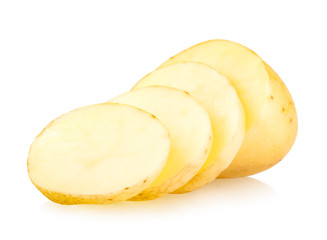 sliced potato isolated on white background