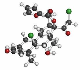 Mometasone furoate steroid drug molecule. Prodrug of mometasone.