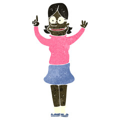 retro cartoon clever woman with idea