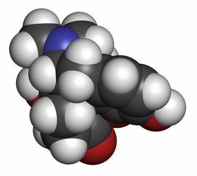 Oxymorphone opioid analgesic drug molecule. 