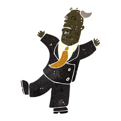 retro cartoon old businessman having a heart attack