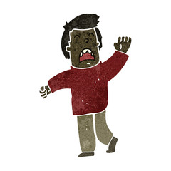 retro cartoon waving man