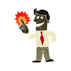 retro cartoon man with brilliant idea