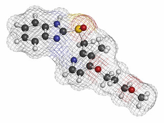 Rabeprazole gastric ulcer drug molecule (proton pump inhibitor).