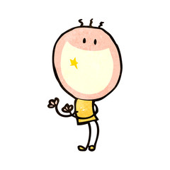 retro cartoon grinning doodle man