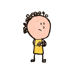 retro cartoon worried doodle woman