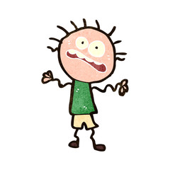 retro cartoon panicking man