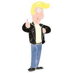 retro cartoon cool guy in leather jacket