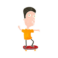 retro cartoon skateboarding boy