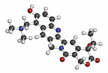 Topotecan cancer drug molecule (topoisomerase I inhibitor). 