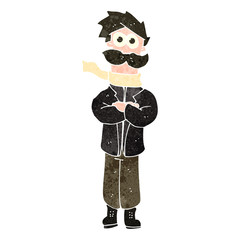 retro cartoon pilot with big mustache