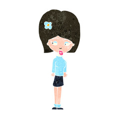 retro cartoon woman with flower in hair