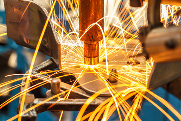 Fototapeta na wymiar Industrial welding automotive in thailand