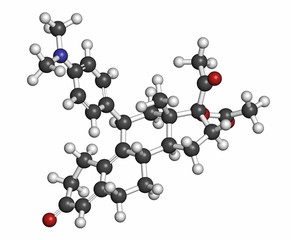 Ulipristal acetate contraceptive drug molecule. 