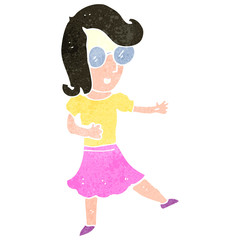 retro cartoon woman wearing spectacles