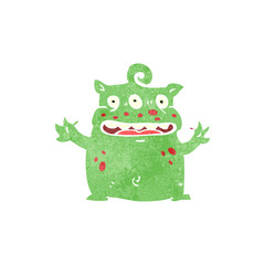 retro cartoon little monster