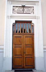 Wooden door on Greek-Catholic (Byzantine rite) church, Bucharest