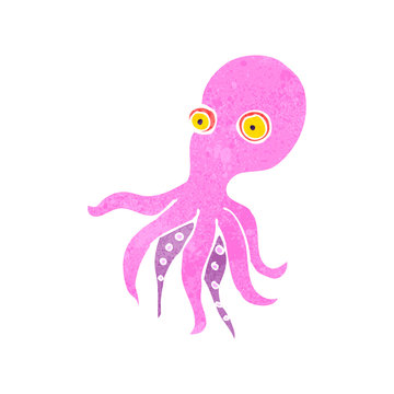 retro cartoon pink octopus