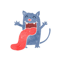 retro cartoon cat sticking out tongue