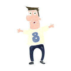retro cartoon man in shirt number eight