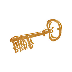 retro cartoon brass key