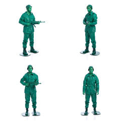 Four man on a green toy soldier costume