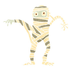 retro cartoon halloween mummy