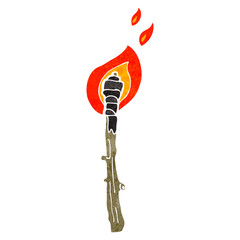 retro cartoon flaming torch