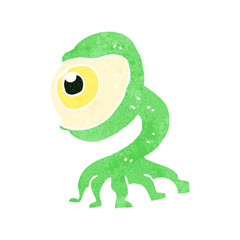 retro cartoon alien monster
