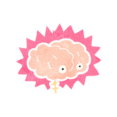 retro cartoon glowing brain symbol