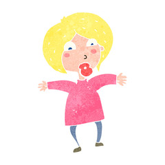retro cartoon surprised woman