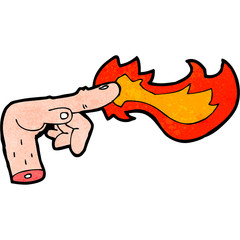 retro cartoon hand casting fire spell