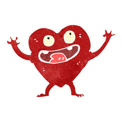 retro happy heart cartoon character