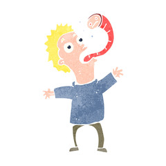 retro cartoon man with parasitic worm