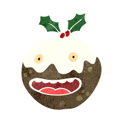 retro cartoon  happy christmas pudding