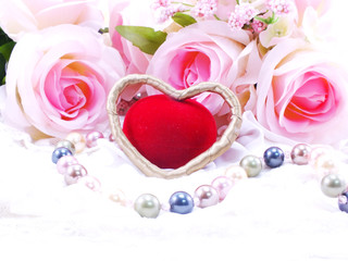 valentine day with heart and rose flower background concept