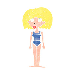 retro cartoon woman in swimsuit