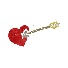 retro cartoon arrow and heart