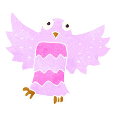 retro cartoon pink owl