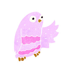 retro cartoon pink owl