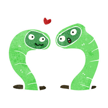 retro cartoon snakes in love