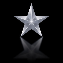 Silver star on black background