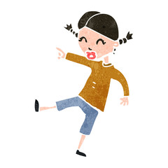 retro cartoon pointing woman