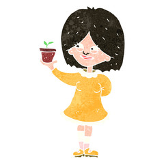 retro cartoon proud gardner woman