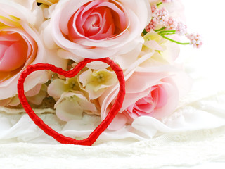 valentine day with heart and rose flower background concept