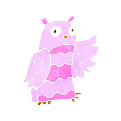 retro cartoon pink owl