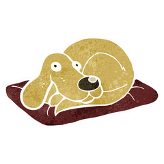 retro cartoon dog on bed